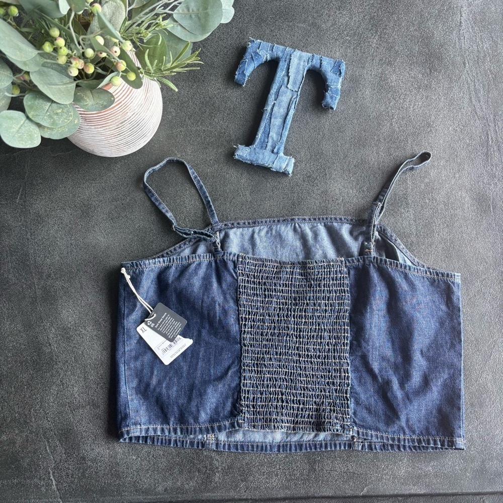 A.N.A. Blue Denim Crop Top – NWT – Size XL - Picture 2 of 2